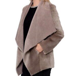 💕LOVE TOKEN💕 Allegra Faux Fur Faux Suede Reversible Short Coat ~ Taupe (Brown)